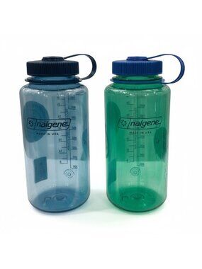 Nalgene BPA-Free Wide-Mouth Water Bottles 32 oz Set Of 2 Baby Blue & Pastel Gree